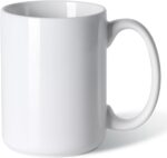 16 OZ Porcelain Coffee Mug, Classic Blank Ceramic Cup with Large Handle for Tea Latte Cappuccino, White