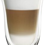 DeLonghi Double Walled Thermo Latte Glasses, Set of 2, 2 Count (Pack of 1), Clear, 330 milliliters