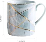 Marble Coffee Mug,  Elegant Ceramic Mug Cup Creative Golden Coffee Cup with Handle for Breakfast Milk for Men Women,14 oz (Gray+Green) - Image 2