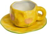 Cups Ceramic Mug Ceramic Cute Flower Cup and Saucer Cup Tea Cup Dish Set Mug Hand Painted fee Mugs