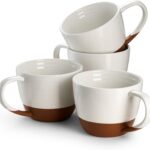 Large Coffee Mugs Set of 4-18 oz Ceramic Coffee Cups with Big Handle for Latte, Tea, Cappuccino, Unique Design Housewarming Gift for Men and Women, Glaze with Specks