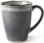 Ceramic Coffee Mugs, Furnace transmutation Craft, 12oz, Vintage Tea Cups with Handle for Office/Home, Handmade Pottery Mug, Corrugated Rim, Dishwasher and Microwave Safe. (Blue)
