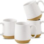 Coffee Mugs Set of 4, 15 oz Ceramic Coffee Cups with Comfortable Handle, Large Tea Cups for Coffee, Soup, Latte, Mug Set Gift for Wedding, Microwave and Dishwasher Safe, White