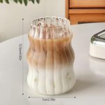 2 Pcs Ribbed Glass Cups, 18 Oz Vintage Drinking Glassware with Wave Shape Design, Bubble Cups for Iced Coffee, Juice, Beverage, Milk, Cocktails, Bubble Tea, and More - Image 2