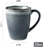 Ceramic Coffee Mugs, Furnace transmutation Craft, 12oz, Vintage Tea Cups with Handle for Office/Home, Handmade Pottery Mug, Corrugated Rim, Dishwasher and Microwave Safe. (Blue) - Image 2