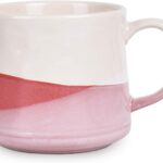 Large Stoneware Coffee Mug, Big Tea Cup for Office and Home, 21 Oz, Dishwasher and Microwave Safe, 1 PCS (Geometry-Red)