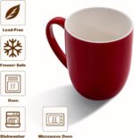16 oz Large Coffee Mug with Handle Tea Cup Novelty Coffee Cup for Men Women Office Work, Red - Image 2