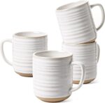 Coffee Mugs 12 oz, Ceramic Mug Set, Housewarming Wedding Gift, Coffee Cups for Latte, Hot Tea, Cappuccino, Mocha, Cocoa - Set of 4, Arctic White