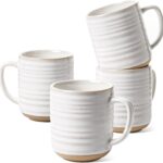 Coffee Mugs 12 oz, Ceramic Mug Set, Housewarming Wedding Gift, Coffee Cups for Latte, Hot Tea, Cappuccino, Mocha, Cocoa - Set of 4, Arctic White