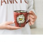Ceramics 12oz Cappuccino Mug,Coffee mugs,Tea mugs,Kiln Glazing Process,Microwave and Dishwasher Safe, Perfect For Tea, Espresso, Latte - Porcelain Mugs for Kitchen or Cafe (Red+Blue+Green+Pink) - Image 2