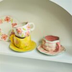 Cups Ceramic Mug Ceramic Cute Flower Cup and Saucer Cup Tea Cup Dish Set Mug Hand Painted fee Mugs - Image 2