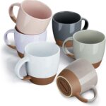 Color Ceramic Coffee Mugs Set of 6 (Large),18 oz Coffee Cups with Handle, Latte Mug, Big Mug for Women, Men, Great for Tea Hot Chocolate, Microwave Safe, Modern, Unique Style for Any Kitchen