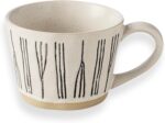 Ceramic Coffee Mug (12 Oz), Best for Latte, Cappuccino, Tea &... Artsy Mug, Hand Made Style, Best For gift. Double Wall Ceramic and Clay Fusion. (Minimal Lines)