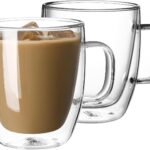 Double Wall Glass Coffee Mugs - 12.5 oz Insulated Clear Coffee Mugs Set of 2, Perfect for Espresso, Cappuccino, Latte, Americano, Tea Bag, Beverage