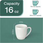 Coffee Mugs Set of 6, 16 Oz White Coffee Mugs, Porcelain Mugs, Large and Easy to Grip Mug Sets, Embossed Coffee Cup Set for Coffee, White - Image 2