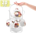 Tea Sets 20-Piece Coffee (7oz) Tea Cup Set Ceramic Vintage Flower  Style,Tea Set for Women Tea Party Afternoon (28oz) Teapot Set Tea Supplies Tea Cup and Saucer Set - Image 2