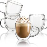 Clear Coffee Mugs - 8 oz Double Wall Glass Coffee Mugs Set of 4, Perfect for Espresso, Latte, Cappuccino