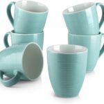 Coffee Mugs, 17 oz Coffee Cups for Mothers Day Gifts, Ceramic Coffee Mugs Set of 6 for Women Men, Turquoise