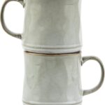 Glazed Coffee Mugs, Ceramic, Microwave & Dishwasher Safe, 13 oz, Java/Slate Circled, Set of 2