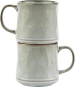 Glazed Coffee Mugs, Ceramic, Microwave & Dishwasher Safe, 13 oz, Java/Slate Circled, Set of 2