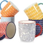Porcelain 10 oz Coffee Mugs Set of 6 with Handle, Coffee Cups Ceramic for Cappuccino Latte Cocoa Milk Tea, Dishwasher Microwave Safe, Assorted Colors