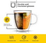 Double Wall Insulated Glasses - Coffee Mugs (Set of 2) - 13.5-Ounces - Image 2