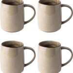 Large Coffee Mugs Set of 4, 18oz Handmade Ceramic Coffee Mugs Set with Gradient color for Latte/Tea/Beer/Hot Cocoa, Dishwasher & Microwave Safe, Khaki