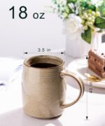Large Coffee Mugs Set of 4, 18oz Handmade Ceramic Coffee Mugs Set with Gradient color for Latte/Tea/Beer/Hot Cocoa, Dishwasher & Microwave Safe, Khaki - Image 2