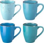 Coffee Mug Set of 4, Ceramic 12 Oz Coffee Cups for Cappuccino, Latte, Tea, Multi Blue