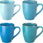 Coffee Mug Set of 4, Ceramic 12 Oz Coffee Cups for Cappuccino, Latte, Tea, Multi Blue