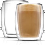 Double Wall Glasses 13.5-Ounce Insulated Mugs Double Walled Glass Cups For Coffee Tea Set of 2