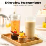 2PCS Glass Cups with Lids and Glass Straws, 20OZ Iced Coffee Cups, Home Essential and Coffee Bar Accessories Borosilicate Glass Tumblers with Lid and Straw for Beer, Cocktail, Tea and Latte, Clear - Image 2