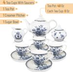 Blue Dream Tea Set, Tea cups (8oz), Tea Pot (48oz), Creamer and Sugar Set, Gift box,  Tea Service, Tea Cups and Saucer Set, Tea Set for Adults, Porcelain Tea Set, Mother's Day Gift - Image 2