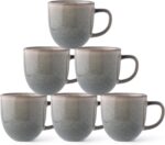 12oz Coffee Mugs, Ceramic Coffee Mugs set of 6 for Man, Woman, Dad, Mom, Modern Coffee Mugs with handle for Latte/Cappuccino/Milk/Cocoa. Dishwasher&Microwave Safe, Reactive Glaze