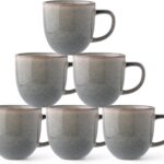 12oz Coffee Mugs, Ceramic Coffee Mugs set of 6 for Man, Woman, Dad, Mom, Modern Coffee Mugs with handle for Latte/Cappuccino/Milk/Cocoa. Dishwasher&Microwave Safe, Reactive Glaze