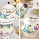 21 Piece  Porcelain Tea Set, Teal Cups and Saucers Service for 6, Blue Tea Gift Set for Adults - Image 2